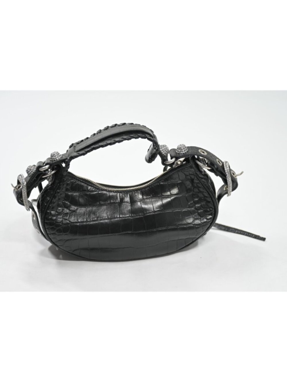 Balenciaga Le Cagole Extra Small Shoulder Bag in Black Crocodile Embossed Leathe - Picture 3 of 8